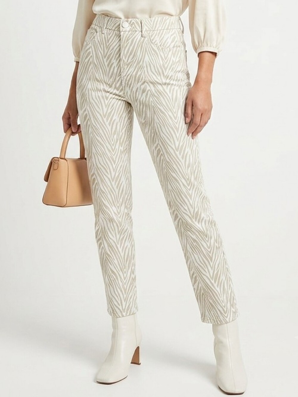 Express Animal Print Super High Rise Slim Ankle Jeans White Gray 10 Slim Stretch